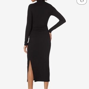SUNDRY Anthropologie Black Mock Neck Midi Long Sleeve With Slit Dress Size 0 XS